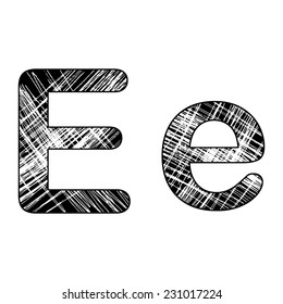 grunge scratch letter E alphabet symbol design on white