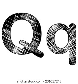 grunge scratch letter Q alphabet symbol design on white