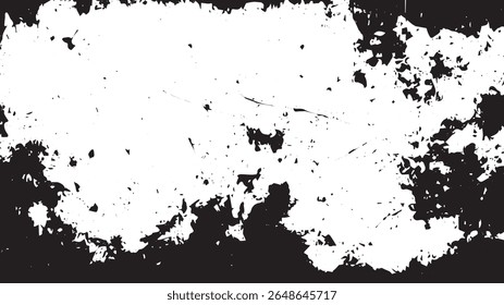 Grunge Scratch Texture Background, Black and White Distressed Splatter Edge Overlay