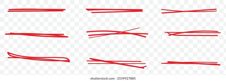 Grunge scribble circle, ellipse, lines, red marker isolated on transparent background. eps 10.