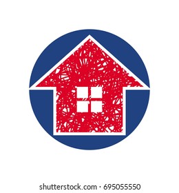 Grunge scribble overlay texture design. home vector logo.