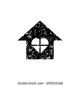 Grunge scribble overlay texture design. home vector logo.