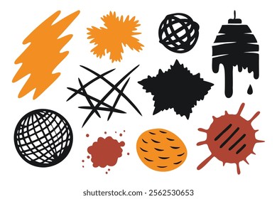 
Grunge scribble, set hatching, scrawl isolated flat vector illustration on white background