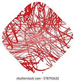 Grunge scribble stamp overlay texture red color. EPS10 vector illustration.