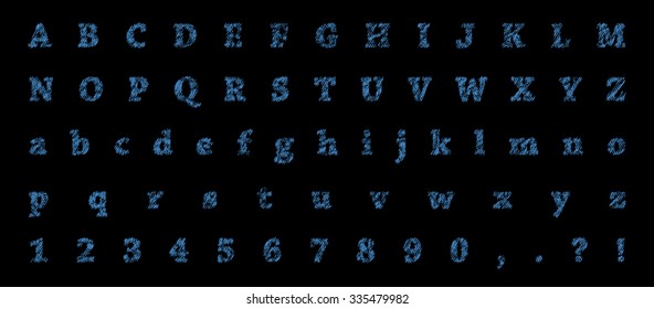 Grunge scribbled font vector illustration.