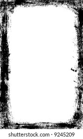 Grunge scuffed border with rough painted brush strokes - vector