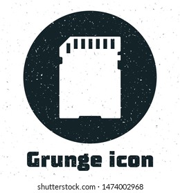 Grunge SD card icon isolated on white background. Memory card. Adapter icon.  Vector Illustration