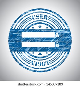 Grunge seal login screen design on grayish background