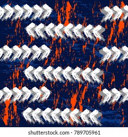 Grunge seamless abstract pattern for boys,girls,sport items,clothes.Urban,drive,modern,arrows creative wallpaper. Chaotic repeated designwith arrows,spray paint elements.