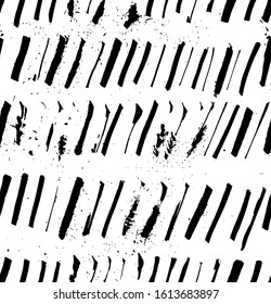 Grunge seamless black ink strokes textured pattern