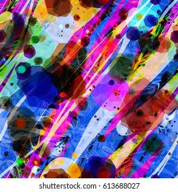 Grunge seamless colored texture with strokes and stains. Abstract vector background for fabric, wrapping.