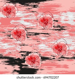 grunge seamless floral pattern