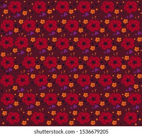 Grunge seamless floral pattern with hand drawn bold shapes. Texture for web, print, textile, fabric, spring summer fashion, wallpaper, home decor, holiday decor, wrapping paper.