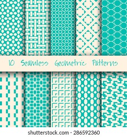 Grunge Seamless Geometric Patterns Set. Vector illustration