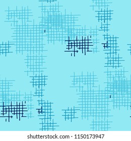 Grunge Seamless Grid. Abstract Pattern. Trendy Hand Drawn Texture with Shabby Crossing Lines. Colorful Vector Pattern for Cotton, Print, Textile. Abstract Seamless Pattern.