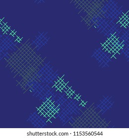 Grunge Seamless Grid. Abstract Pattern. Vintage Hand Drawn Texture with Scratched Crossing Lines. Colorful Vector Pattern for Chintz, Linen, Wallpaper. Abstract Seamless Pattern.