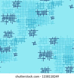 Grunge Seamless Grid. Abstract Pattern. Vintage Hand Drawn Texture with Shabby Crossing Lines. Colorful Vector Pattern for Cotton, Calico, Textile. Abstract Seamless Pattern.