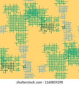 Grunge Seamless Grid. Abstract Pattern. Modern Hand Drawn Texture with Scratched Crossing Lines. Colorful Vector Pattern for Wallpaper, Fabric, Print. Abstract Seamless Pattern.
