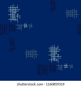 Grunge Seamless Grid. Abstract Pattern. Vintage Hand Drawn Texture with Scratched Crossing Lines. Colorful Vector Pattern for Chintz, Curtain, Paper. Abstract Seamless Pattern.