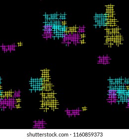 Grunge Seamless Grid. Abstract Pattern. Retro Hand Drawn Texture with Scribble Crossing Lines. Colorful Vector Pattern for Wallpaper, Fabric, Print. Abstract Seamless Pattern.