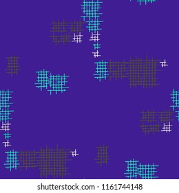 Grunge Seamless Grid. Abstract Pattern. Trendy Hand Drawn Texture with Scratched Crossing Lines. Colorful Vector Pattern for Linen, Paper, Tablecloth. Abstract Seamless Pattern.