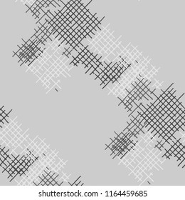 Grunge Seamless Grid. Abstract Pattern. Vintage Hand Drawn Texture with Scribble Crossing Lines. Black and White Vector Pattern for Dress, Curtain, Paper. Abstract Seamless Pattern.