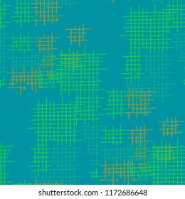 Grunge Seamless Grid. Abstract Pattern. Modern Hand Drawn Texture with Scratched Crossing Lines. Colorful Vector Pattern for Cotton, Calico, Textile. Abstract Seamless Pattern.