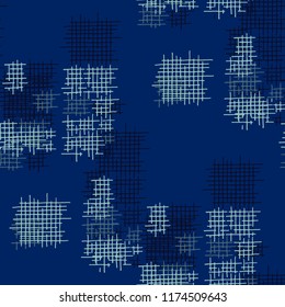Grunge Seamless Grid. Abstract Pattern. Retro Hand Drawn Texture with Scribble Crossing Lines. Colorful Vector Pattern for Fabric, Cloth, Textile. Abstract Seamless Pattern.