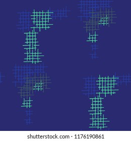 Grunge Seamless Grid. Abstract Pattern. Trendy Hand Drawn Texture with Scribble Crossing Lines. Colorful Vector Pattern for Cotton, Calico, Textile. Abstract Seamless Pattern.