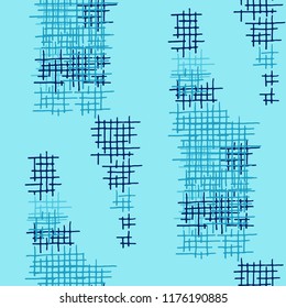 Grunge Seamless Grid. Abstract Pattern. Modern Hand Drawn Texture with Shabby Crossing Lines. Colorful Vector Pattern for Print, Fabric, Textile. Abstract Seamless Pattern.