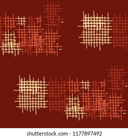 Grunge Seamless Grid. Abstract Pattern. Modern Hand Drawn Texture with Scribble Crossing Lines. Colorful Vector Pattern for Cotton, Print, Textile. Abstract Seamless Pattern.