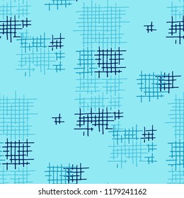 Grunge Seamless Grid. Abstract Pattern. Vintage Hand Drawn Texture with Shabby Crossing Lines. Colorful Vector Pattern for Wallpaper, Print, Cotton. Abstract Seamless Pattern.