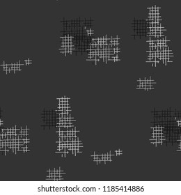 Grunge Seamless Grid. Abstract Pattern. Vintage Hand Drawn Texture with Scribble Crossing Lines. Black and White Vector Pattern for Calico, Print, Textile. Abstract Seamless Pattern.
