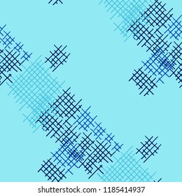 Grunge Seamless Grid. Abstract Pattern. Trendy Hand Drawn Texture with Scribble Crossing Lines. Colorful Vector Pattern for Print, Cloth, Fabric. Abstract Seamless Pattern.