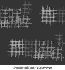 Grunge Seamless Grid. Abstract Pattern. Retro Hand Drawn Texture with Scratched Crossing Lines. Black and White Vector Pattern for Chintz, Linen, Paper. Abstract Seamless Pattern.