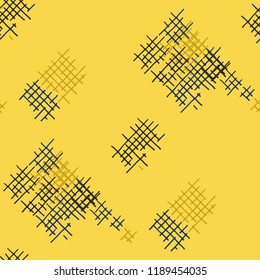 Grunge Seamless Grid. Abstract Pattern. Retro Hand Drawn Texture with Scratched Crossing Lines. Colorful Vector Pattern for Print, Fabric, Textile. Abstract Seamless Pattern.