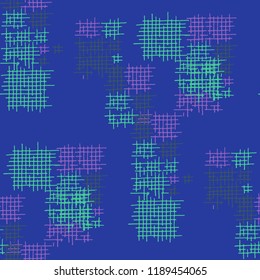 Grunge Seamless Grid. Abstract Pattern. Trendy Hand Drawn Texture with Shabby Crossing Lines. Colorful Vector Pattern for Wallpaper, Fabric, Textile. Abstract Seamless Pattern.