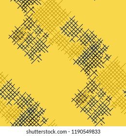 Grunge Seamless Grid. Abstract Pattern. Modern Hand Drawn Texture with Shabby Crossing Lines. Colorful Vector Pattern for Calico, Print, Textile. Abstract Seamless Pattern.