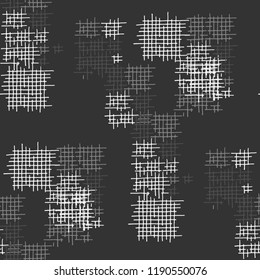 Grunge Seamless Grid. Abstract Pattern. Vintage Hand Drawn Texture with Scribble Crossing Lines. Black and White Vector Pattern for Print, Cloth, Fabric. Abstract Seamless Pattern.