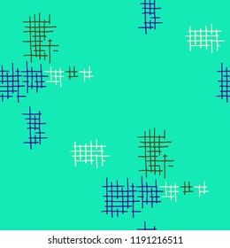 Grunge Seamless Grid. Abstract Pattern. Vintage Hand Drawn Texture with Scratched Crossing Lines. Colorful Vector Pattern for Wallpaper, Cotton, Textile. Abstract Seamless Pattern.