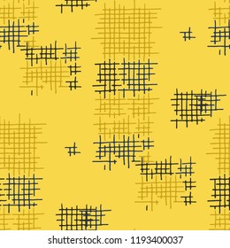 Grunge Seamless Grid. Abstract Pattern. Retro Hand Drawn Texture with Scratched Crossing Lines. Colorful Vector Pattern for Print, Fabric, Cloth. Abstract Seamless Pattern.