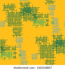 Grunge Seamless Grid. Abstract Pattern. Vintage Hand Drawn Texture with Scratched Crossing Lines. Colorful Vector Pattern for Dress, Paper, Tablecloth. Abstract Seamless Pattern.