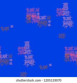 Grunge Seamless Grid. Abstract Pattern. Retro Hand Drawn Texture with Scribble Crossing Lines. Colorful Vector Pattern for Wallpaper, Fabric, Textile. Abstract Seamless Pattern.