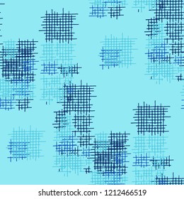 Grunge Seamless Grid. Abstract Pattern. Retro Hand Drawn Texture with Scribble Crossing Lines. Colorful Vector Pattern for Dress, Curtain, Tablecloth. Abstract Seamless Pattern.
