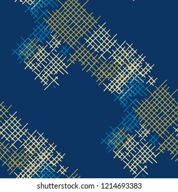 Grunge Seamless Grid. Abstract Pattern. Modern Hand Drawn Texture with Scribble Crossing Lines. Colorful Vector Pattern for Wallpaper, Print, Cotton. Abstract Seamless Pattern.