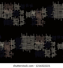Grunge Seamless Grid. Abstract Pattern. Retro Hand Drawn Texture with Shabby Crossing Lines. Colorful Vector Pattern for Chintz, Linen, Wallpaper. Abstract Seamless Pattern.