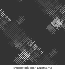 Grunge Seamless Grid. Abstract Pattern. Modern Hand Drawn Texture with Shabby Crossing Lines. Black and White Vector Pattern for Wallpaper, Fabric, Textile. Abstract Seamless Pattern.