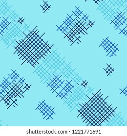 Grunge Seamless Grid. Abstract Pattern. Modern Hand Drawn Texture with Shabby Crossing Lines. Colorful Vector Pattern for Calico, Print, Textile. Abstract Seamless Pattern.