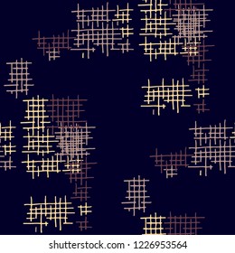 Grunge Seamless Grid. Abstract Pattern. Retro Hand Drawn Texture with Shabby Crossing Lines. Colorful Vector Pattern for Dress, Paper, Tablecloth. Abstract Seamless Pattern.