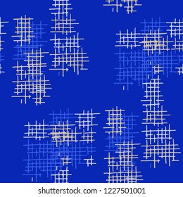 Grunge Seamless Grid. Abstract Pattern. Vintage Hand Drawn Texture with Scribble Crossing Lines. Colorful Vector Pattern for Wallpaper, Print, Textile. Abstract Seamless Pattern.